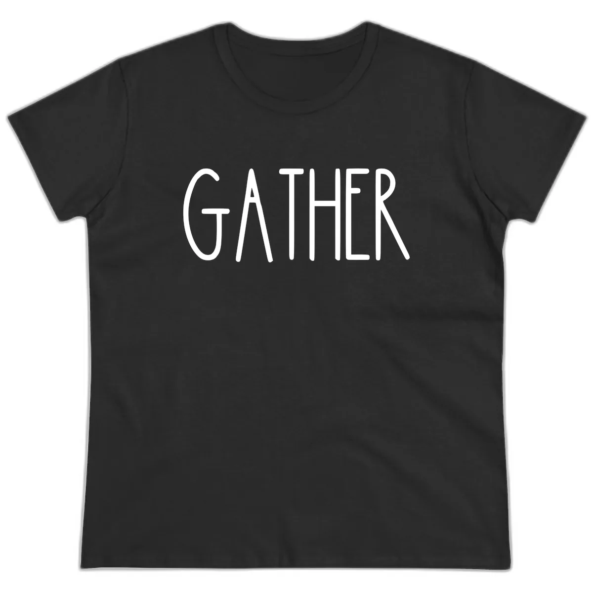 Gather Together Family Dinner Ladies Tee in Black