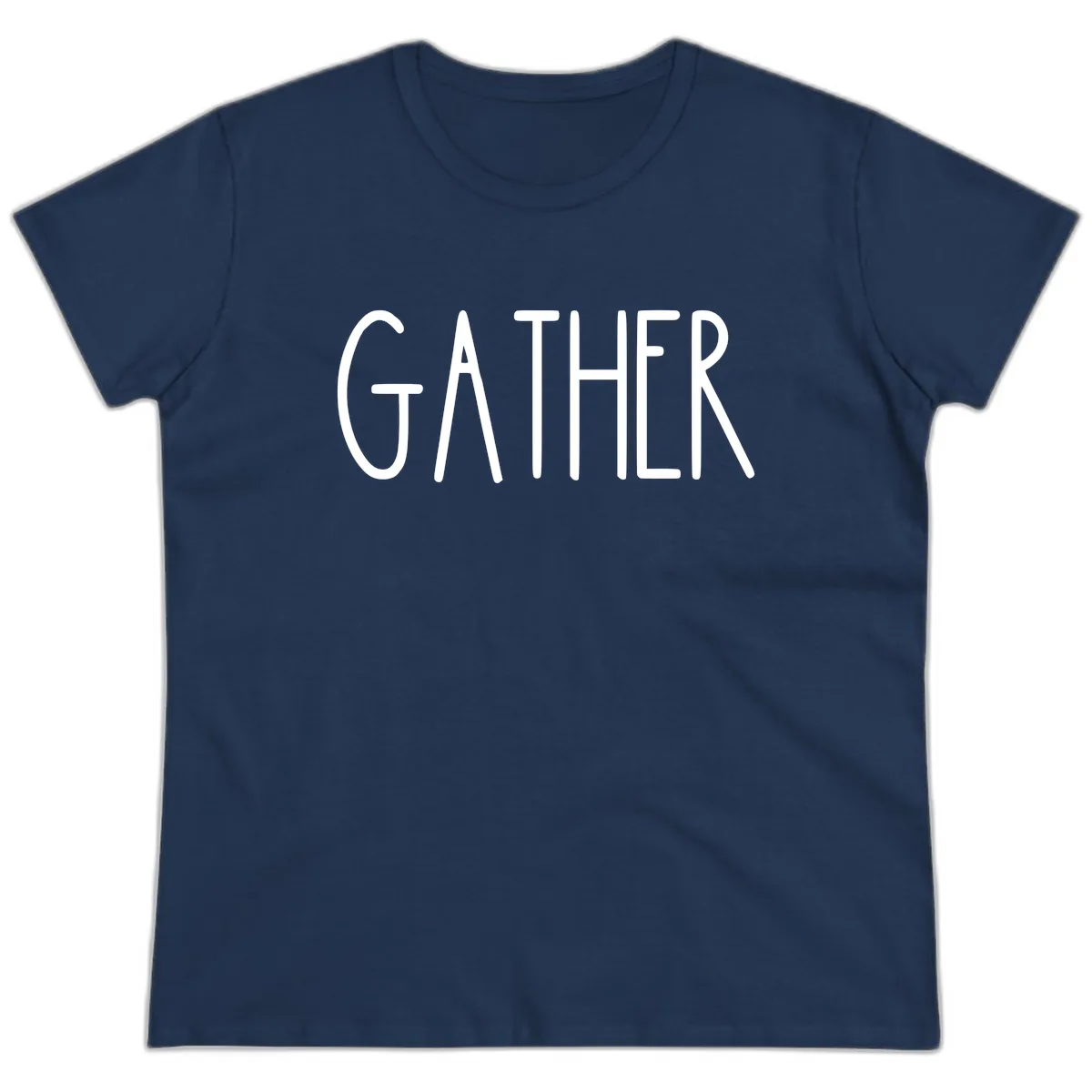Gather Together Family Dinner Ladies Tee in Navy