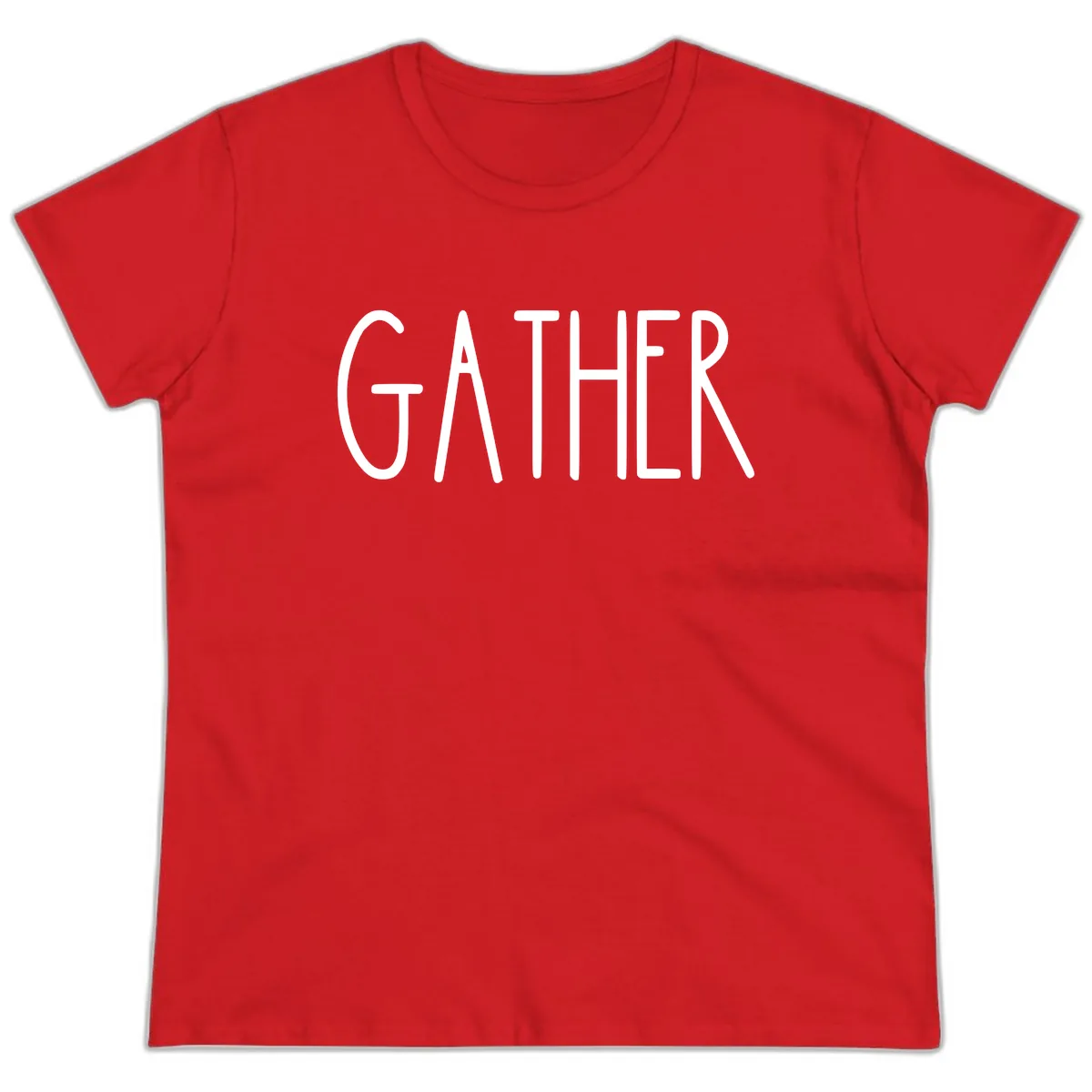 Gather Together Family Dinner Ladies Tee in Red