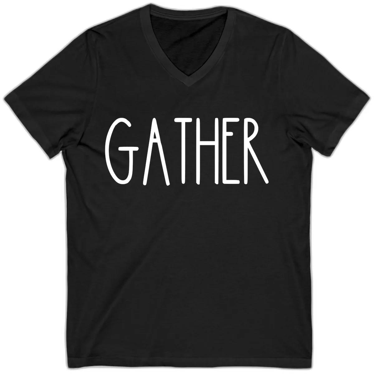 Gather Together Family Dinner V-Neck in Black