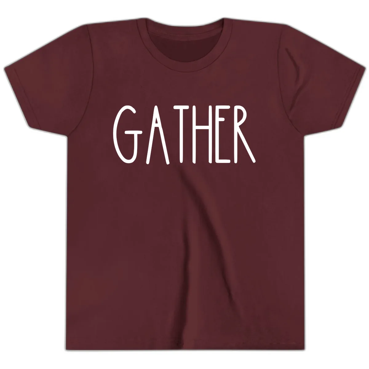 Gather Together Family Dinner Youth T-Shirt in Maroon