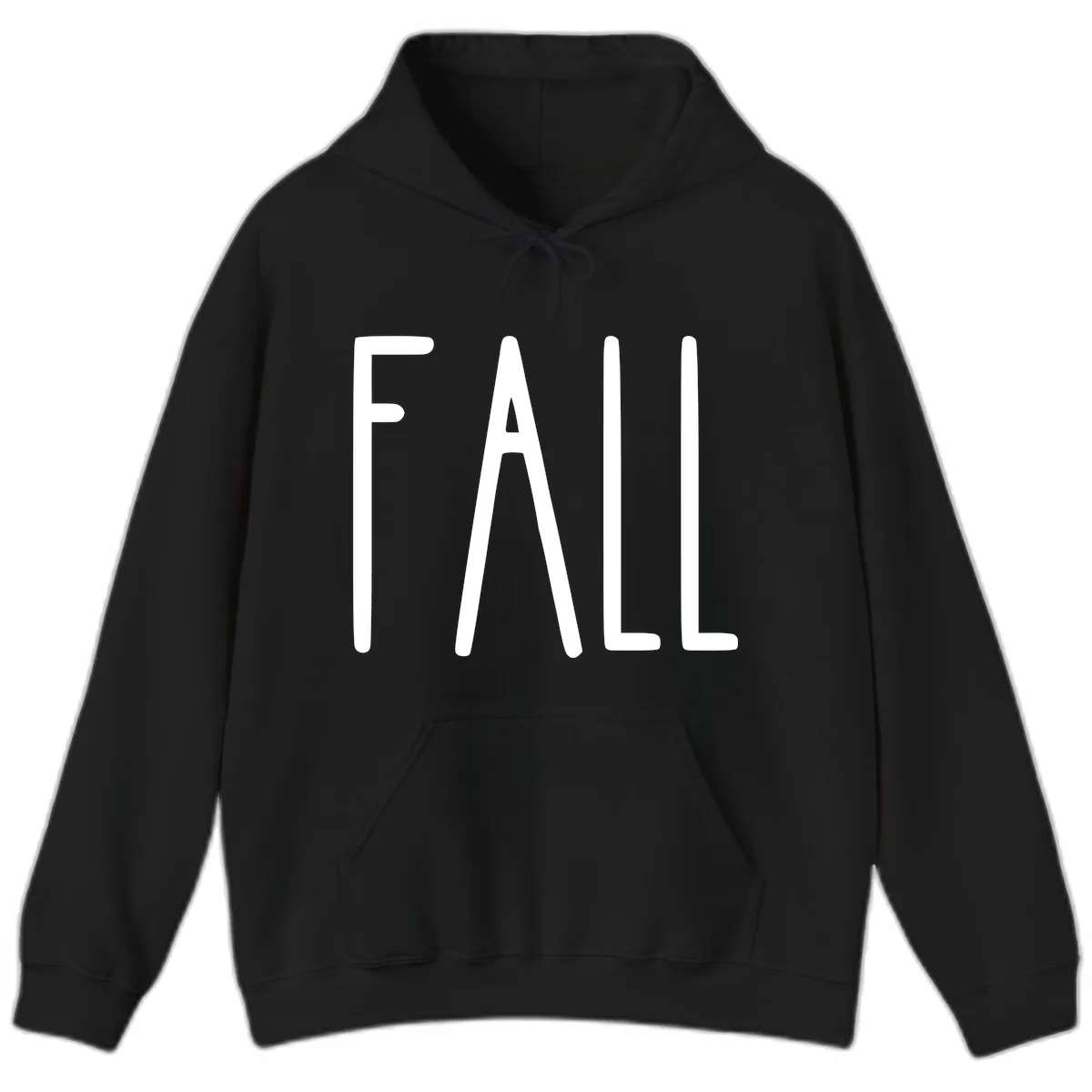 Simple Fall Season Typography Hoodie in Black