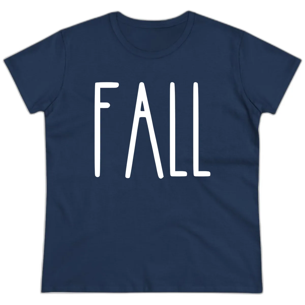 Simple Fall Season Typography Ladies Tee in Navy