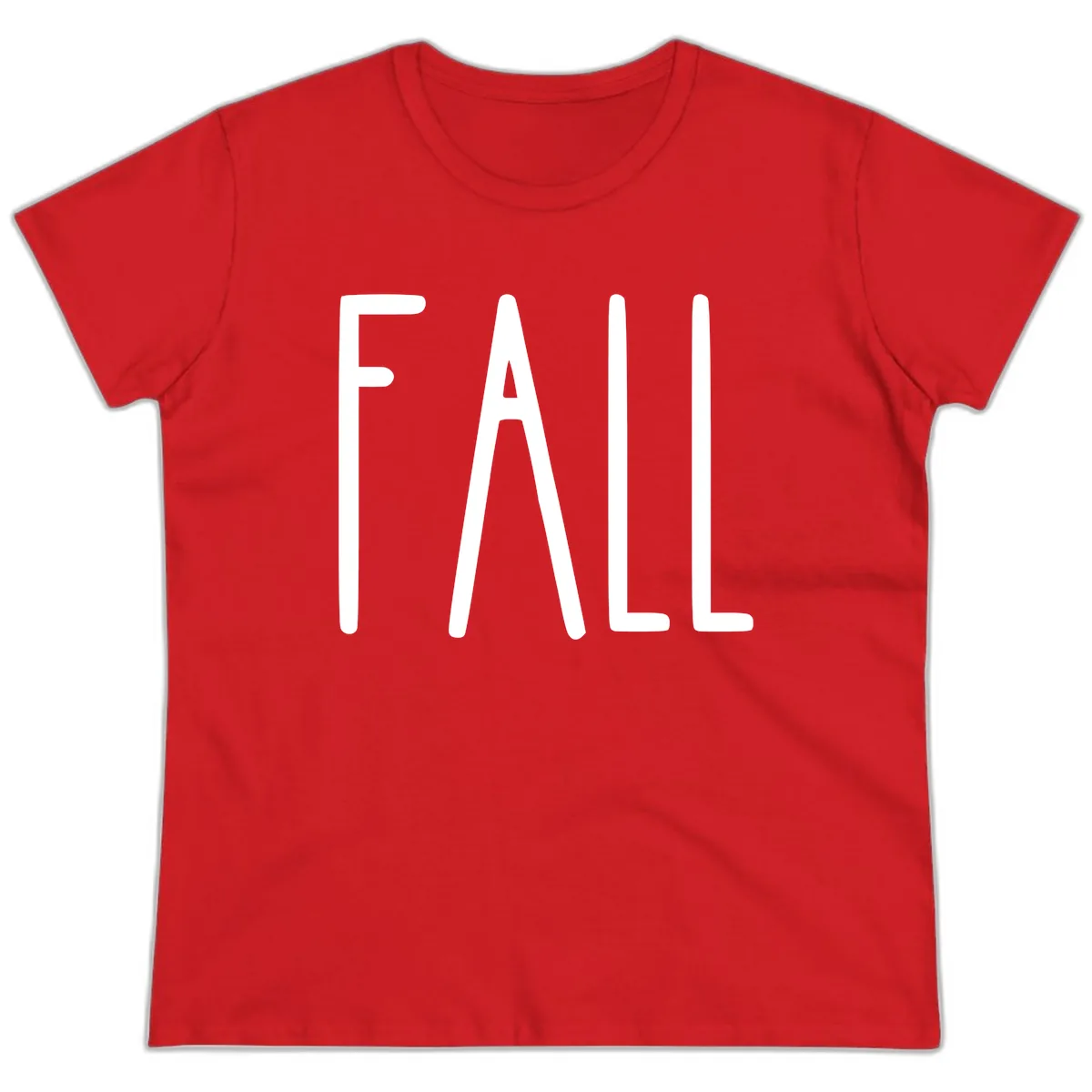Simple Fall Season Typography Ladies Tee in Red