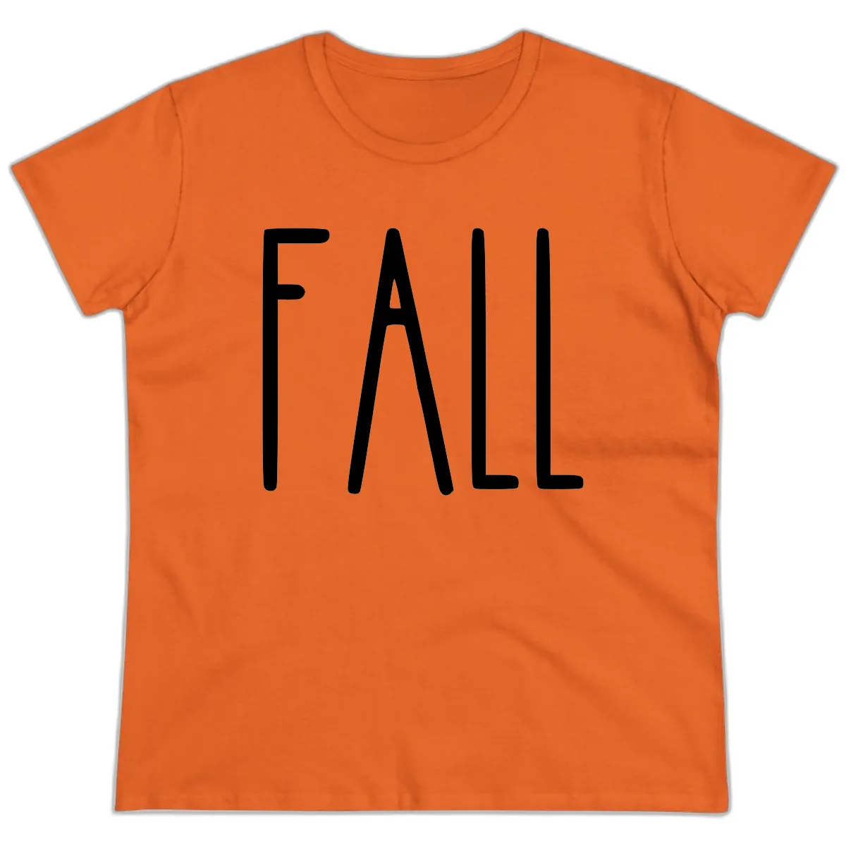 Simple Fall Season Typography Ladies Tee in Orange