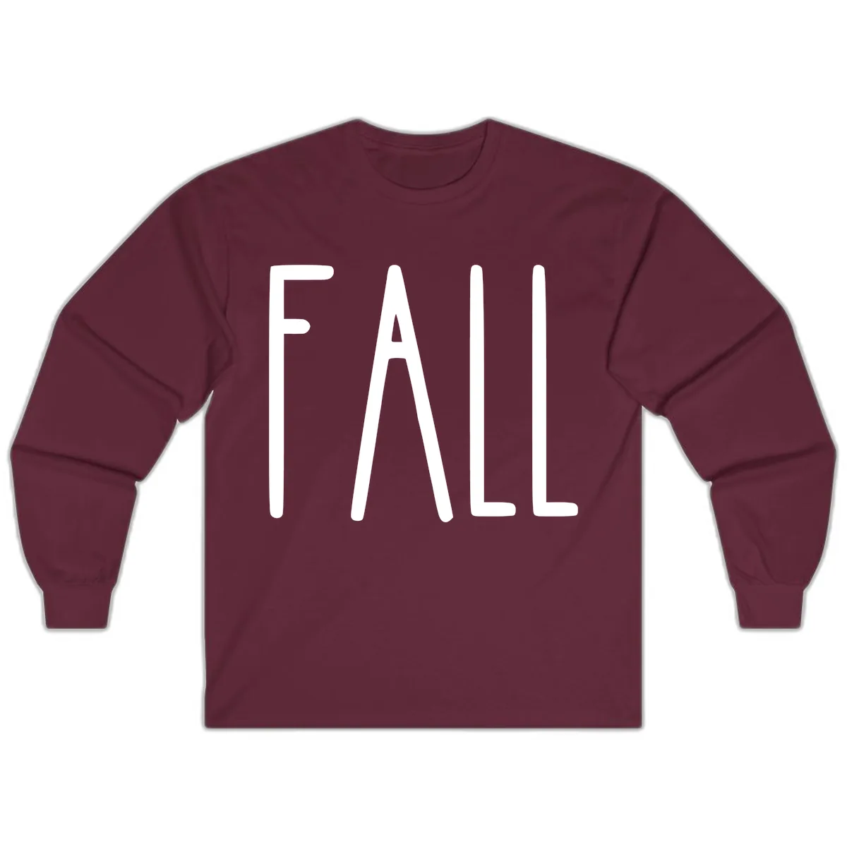 Simple Fall Season Typography Long Sleeve in Maroon
