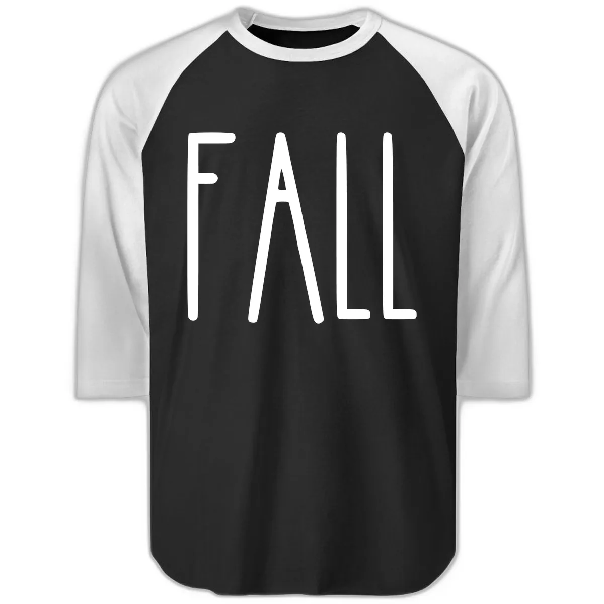 Simple Fall Season Typography Raglan 3/4 in Black White