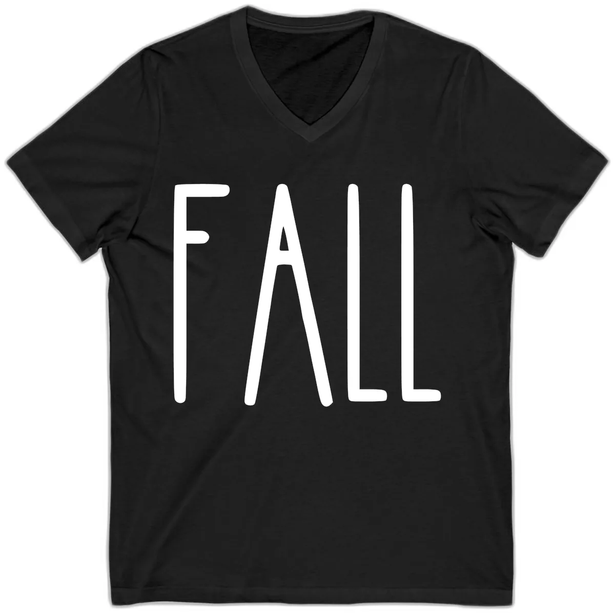 Simple Fall Season Typography V-Neck in Black
