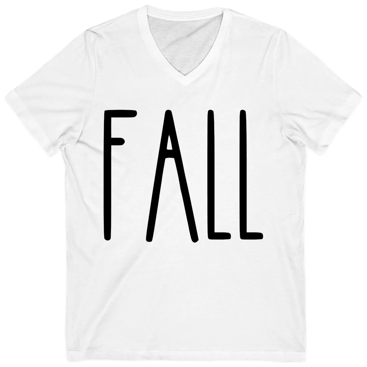 Simple Fall Season Typography V-Neck in White