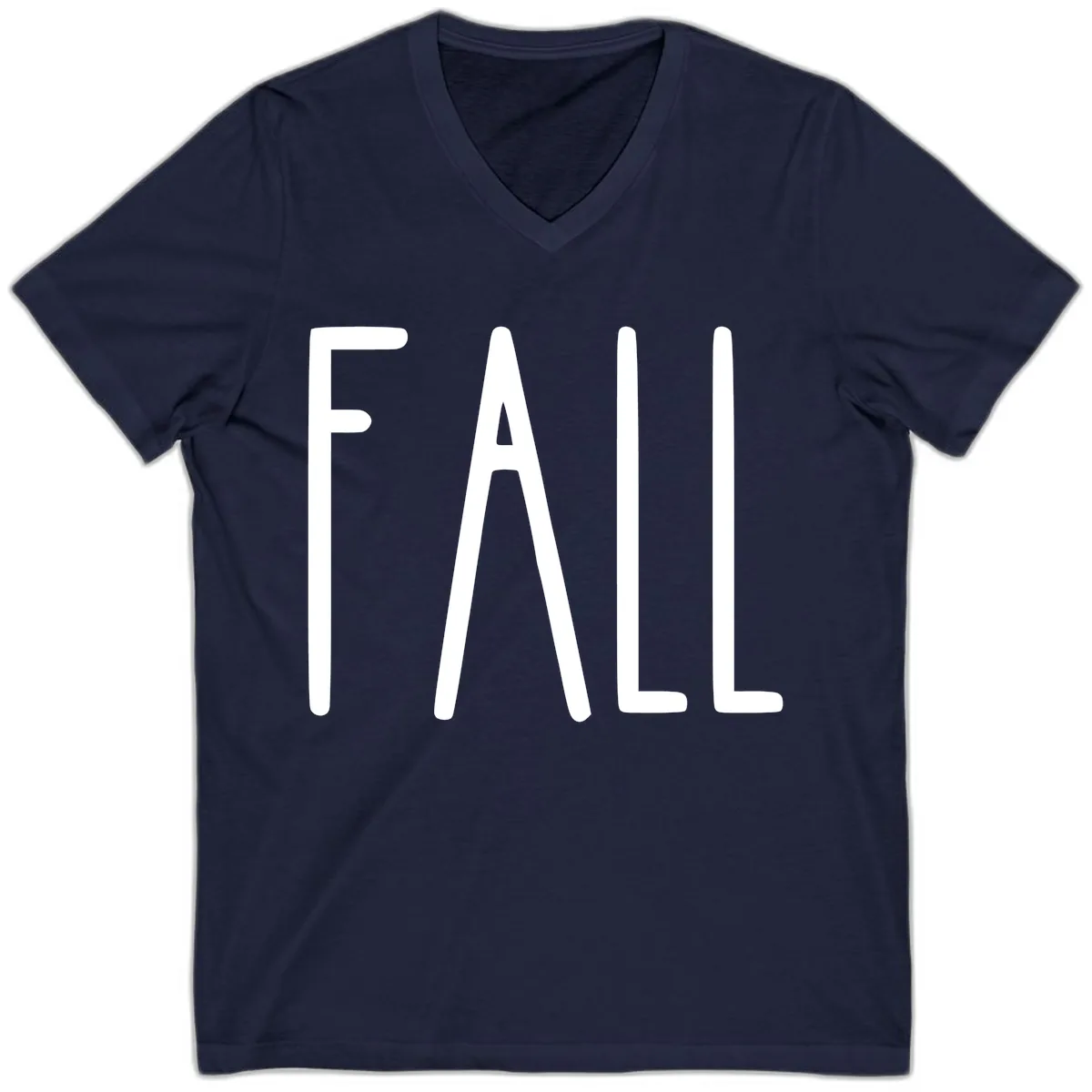 Simple Fall Season Typography V-Neck in Navy