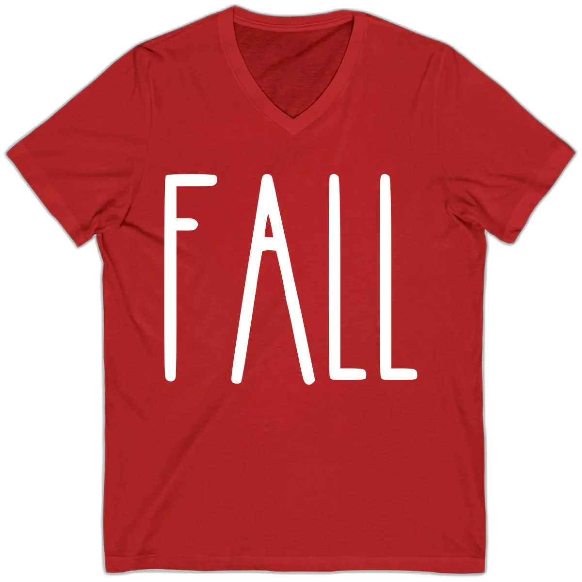 Simple Fall Season Typography V-Neck in Red