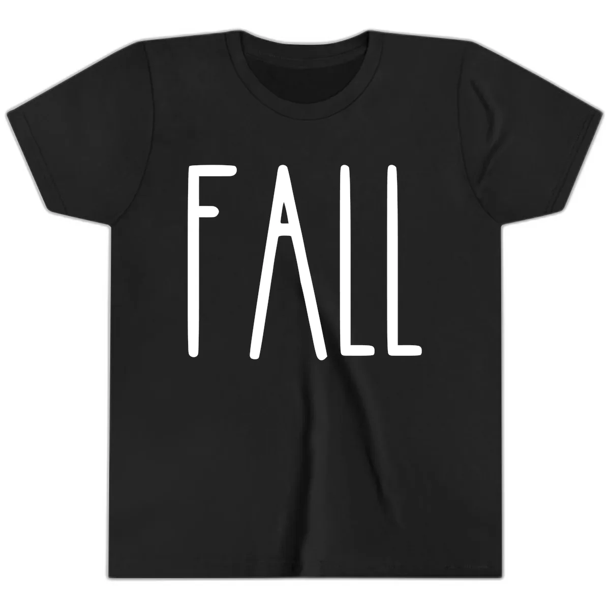 Simple Fall Season Typography Youth T-Shirt in Black