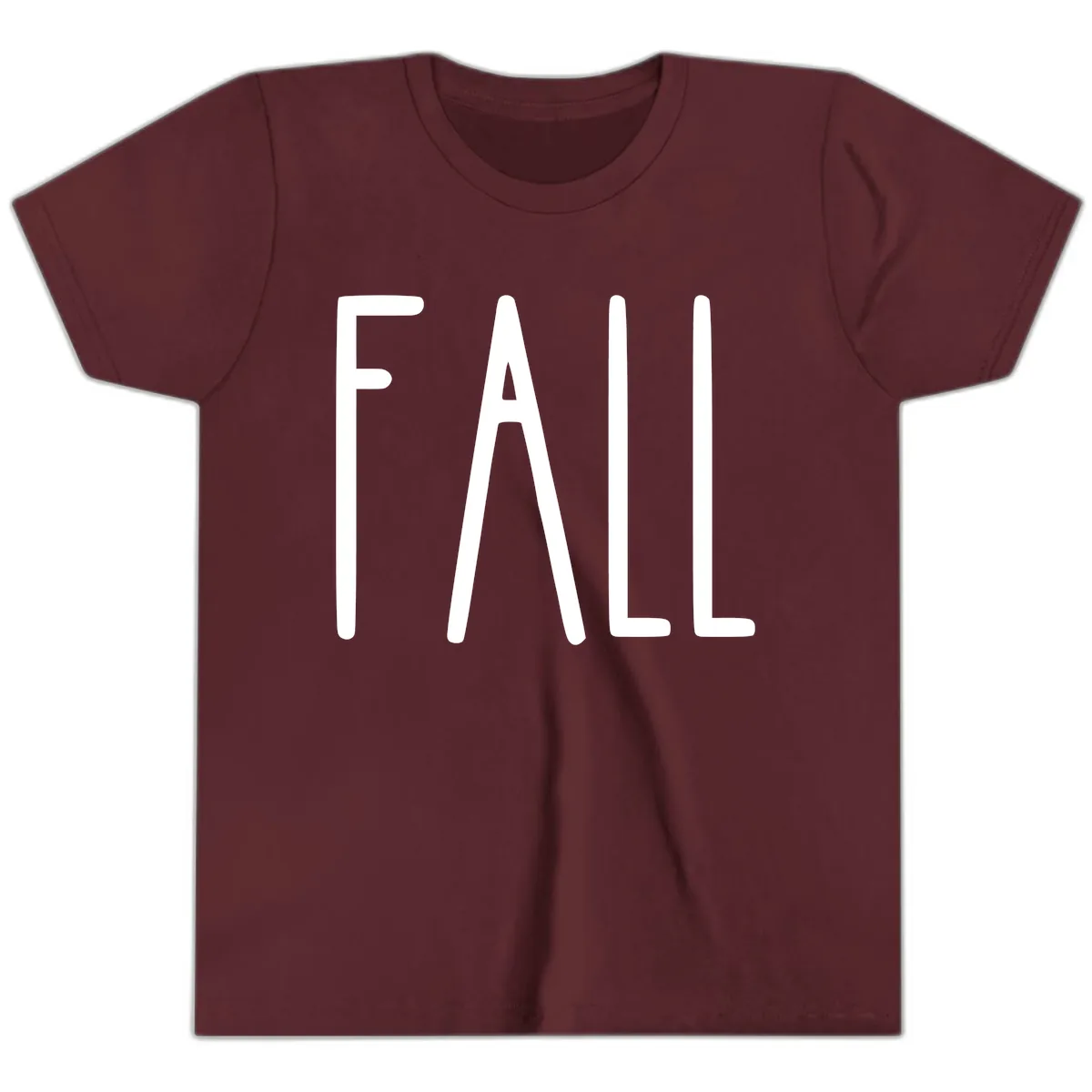 Simple Fall Season Typography Youth T-Shirt in Maroon
