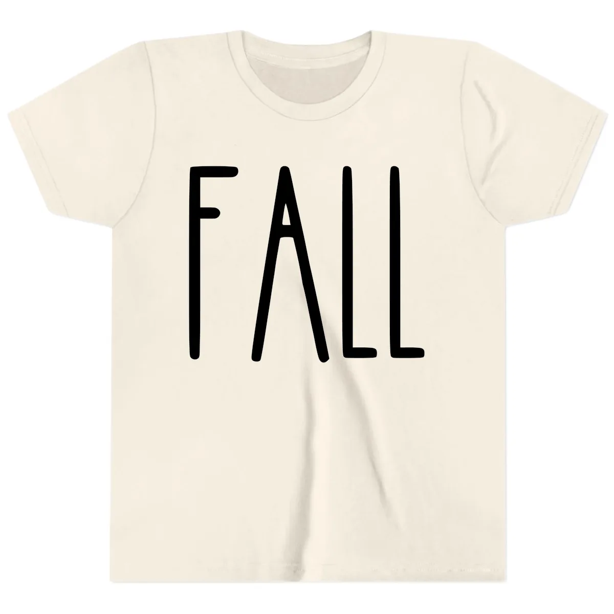 Simple Fall Season Typography Youth T-Shirt in Natural