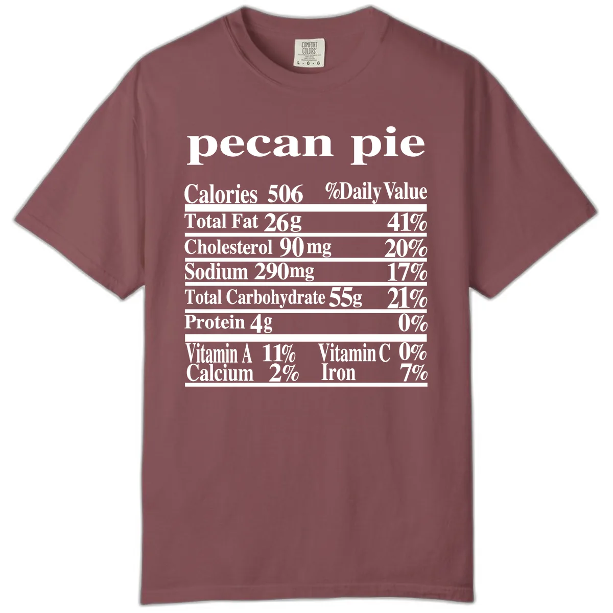 Pecan Pie Nutrition Facts Comfort Color in Brick