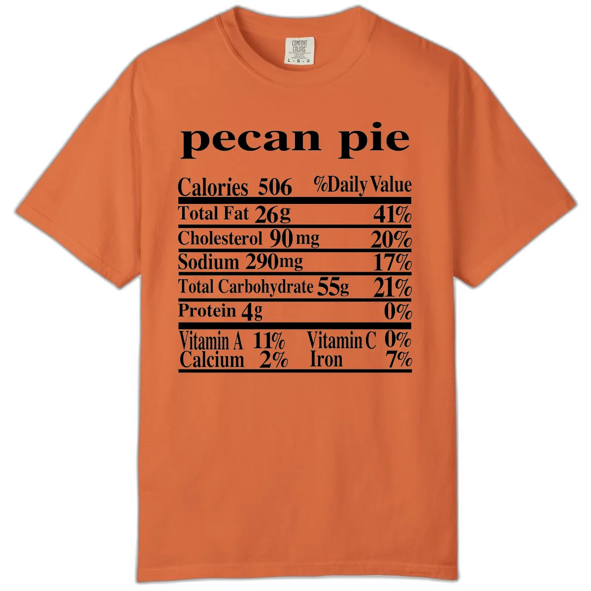 Pecan Pie Nutrition Facts Comfort Color in Burnt Orange