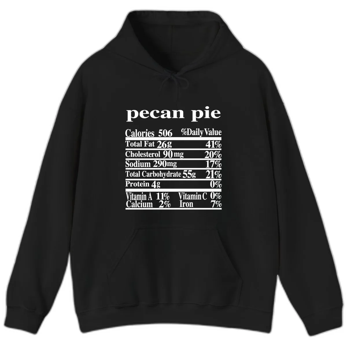Pecan Pie Nutrition Facts Hoodie in Black