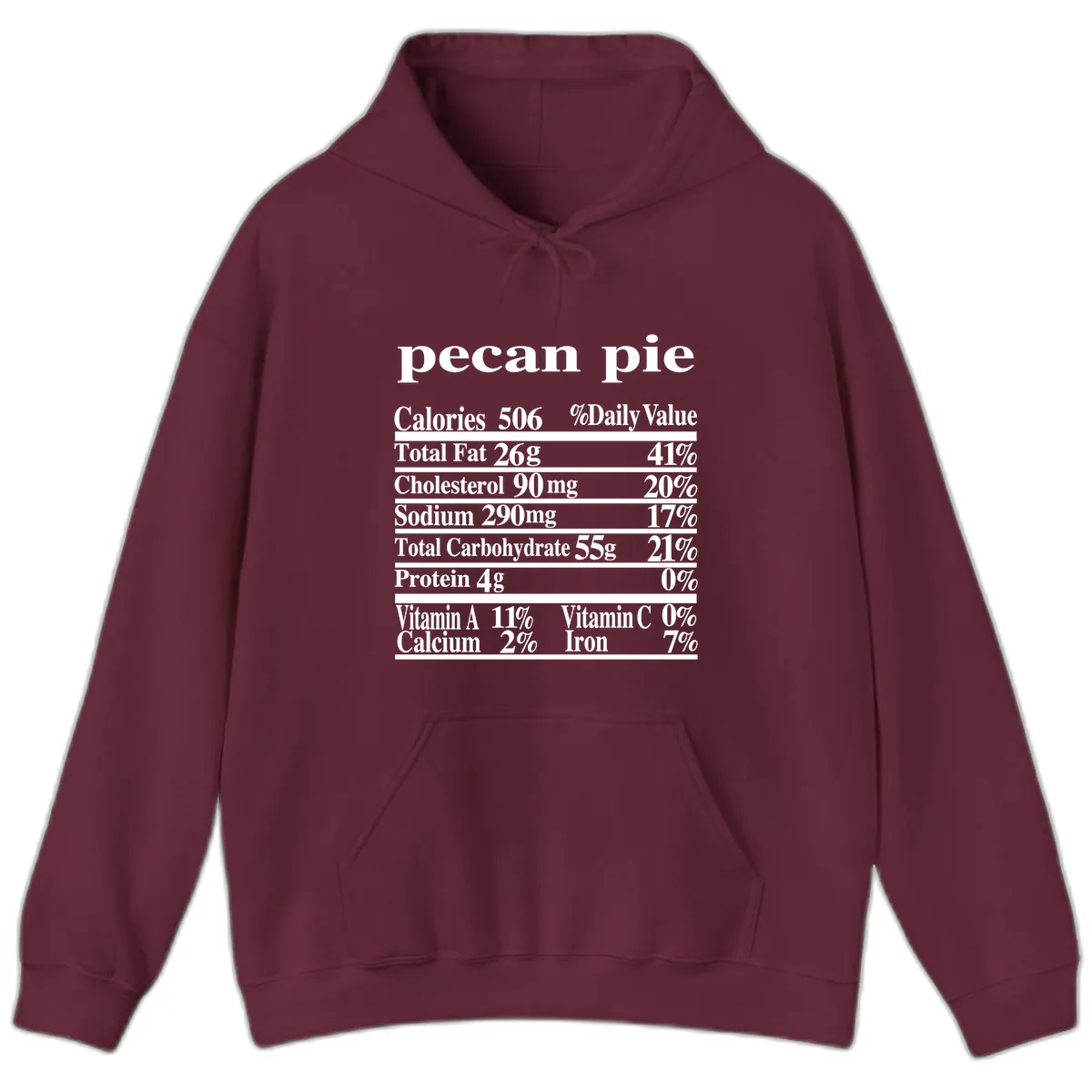 Pecan Pie Nutrition Facts Hoodie in Maroon