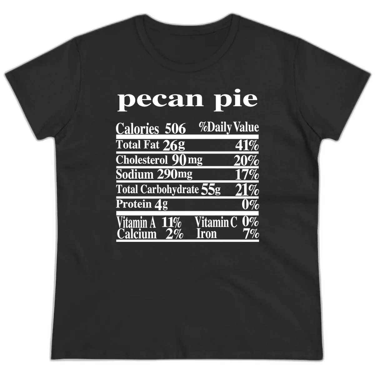 Pecan Pie Nutrition Facts Ladies Tee in Black