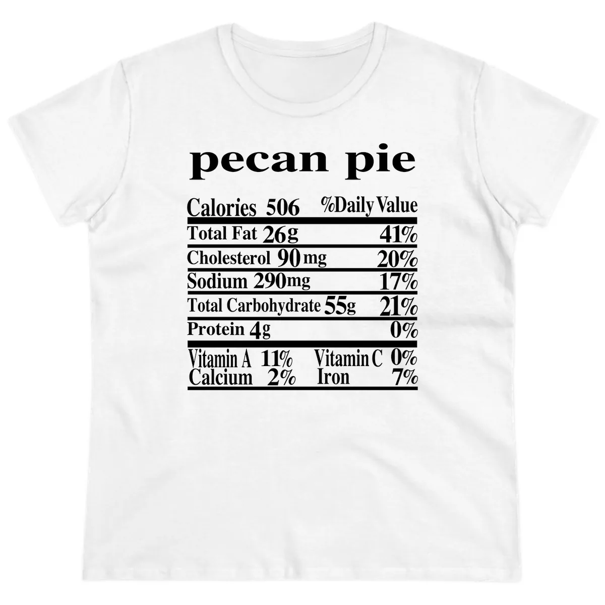 Pecan Pie Nutrition Facts Ladies Tee in White