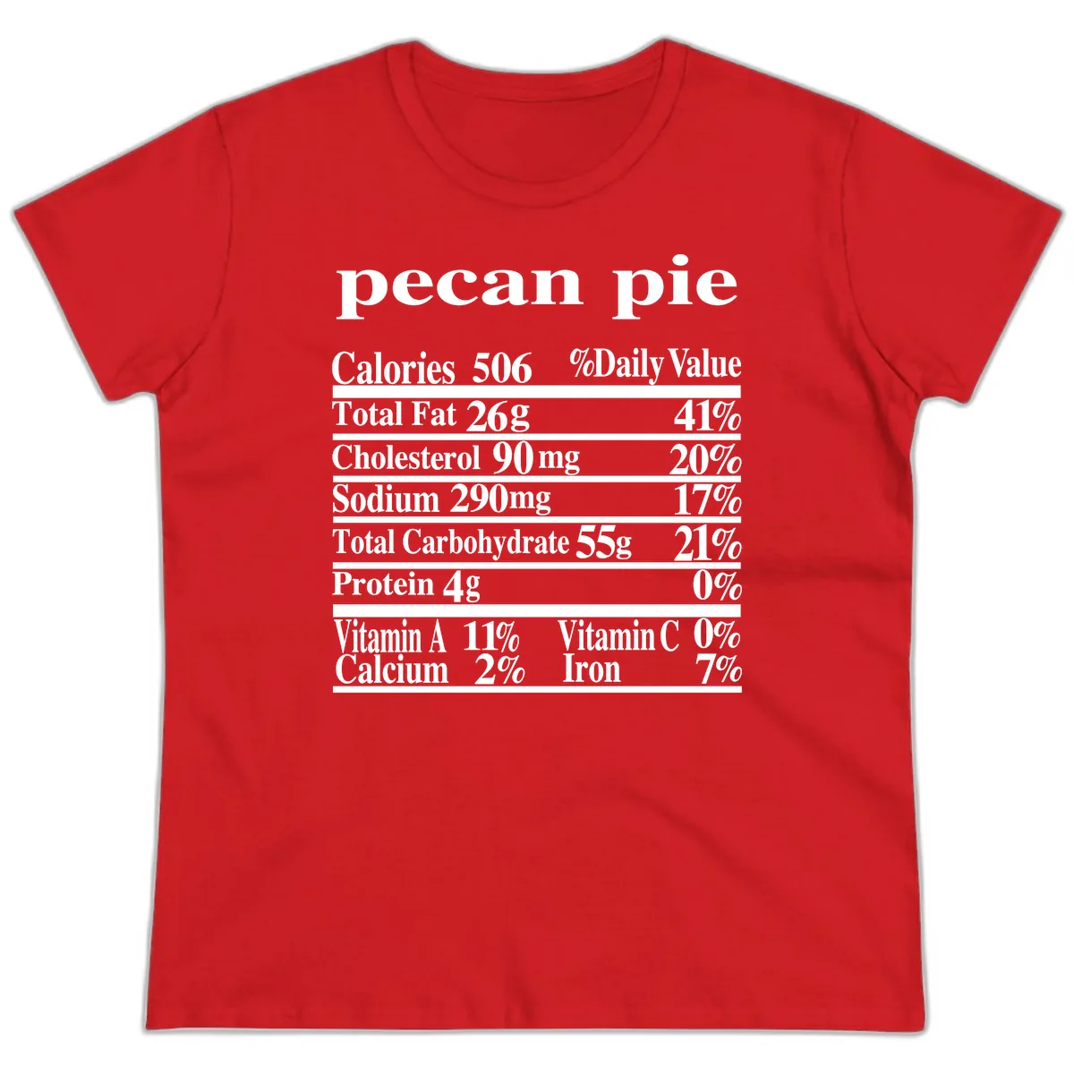 Pecan Pie Nutrition Facts Ladies Tee in Red