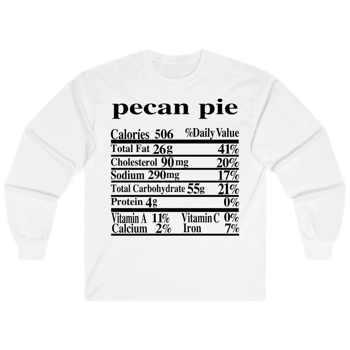 Pecan Pie Nutrition Facts Long Sleeve in White