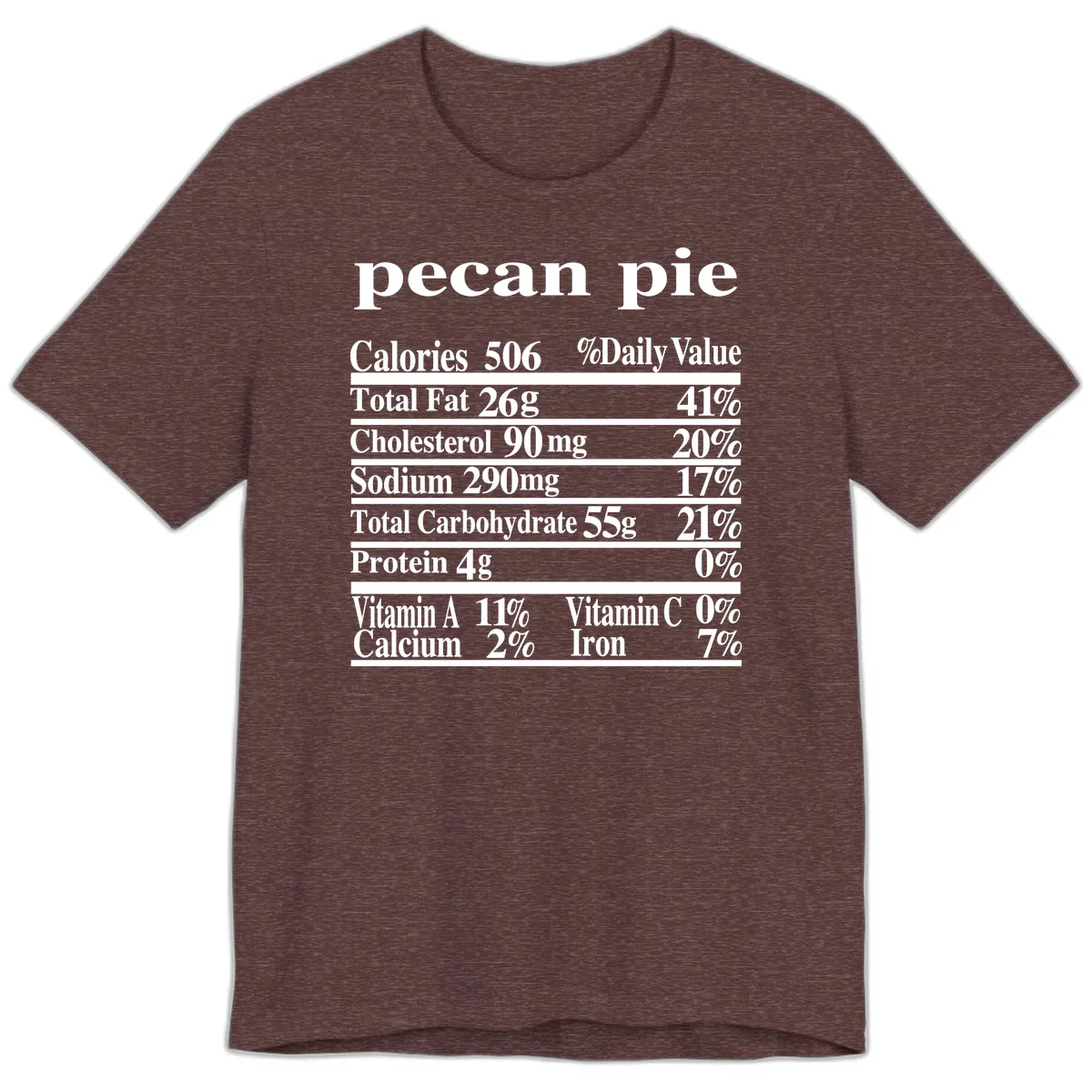 Pecan Pie Nutrition Facts Premium T-Shirt in Heather Maroon