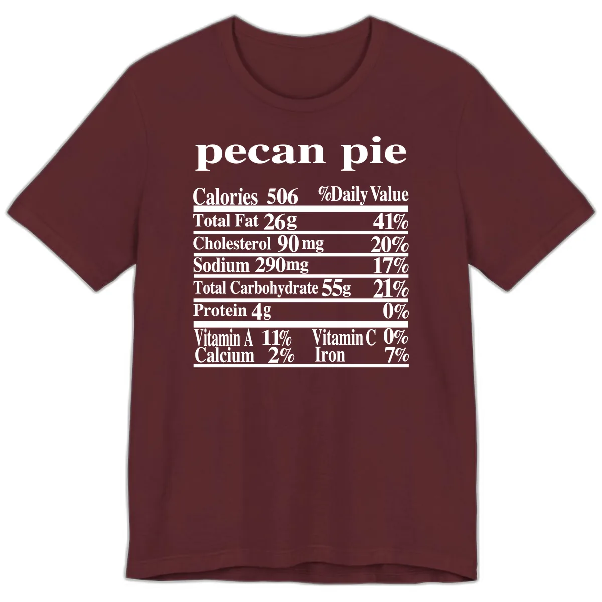 Pecan Pie Nutrition Facts Premium T-Shirt in Maroon