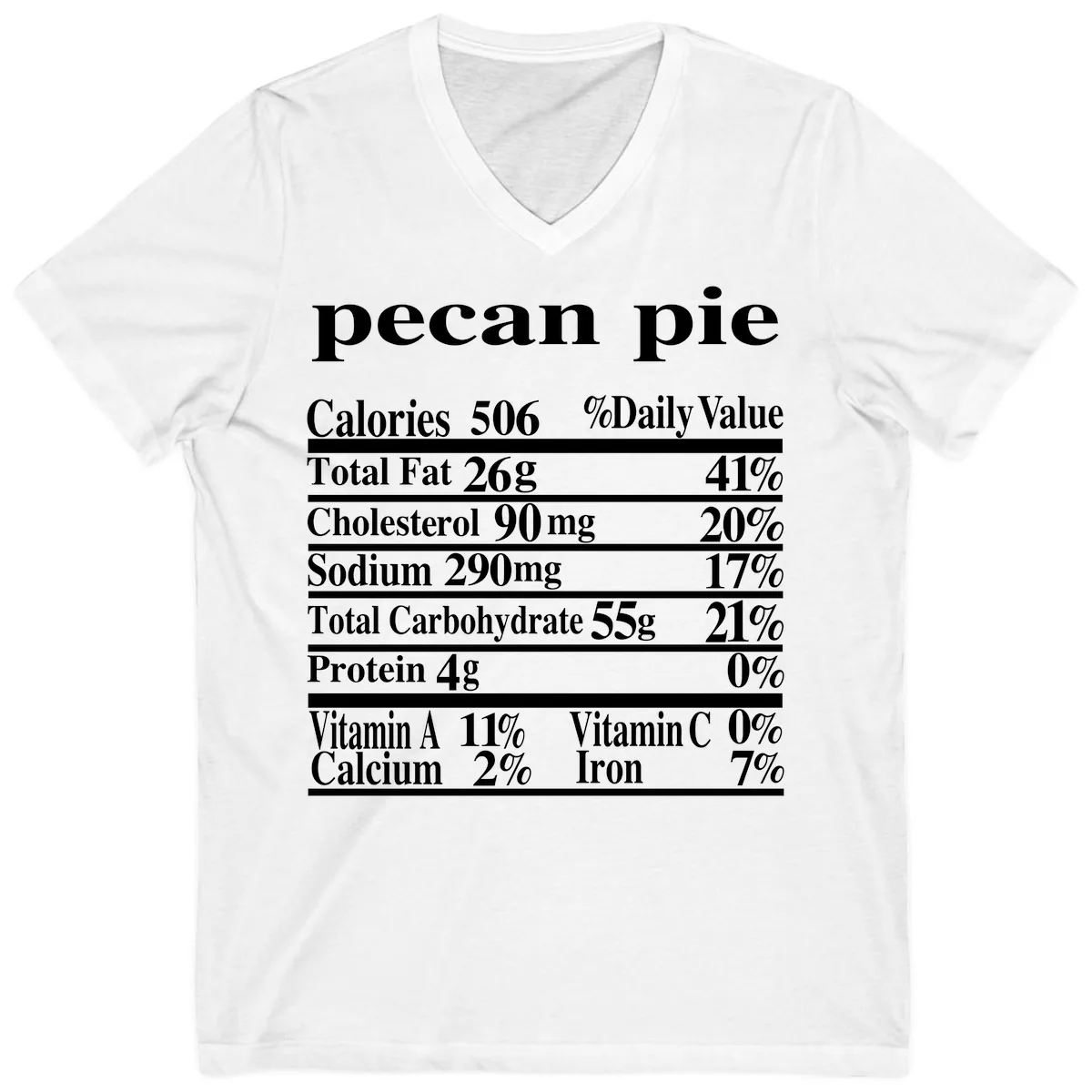 Pecan Pie Nutrition Facts V-Neck in White