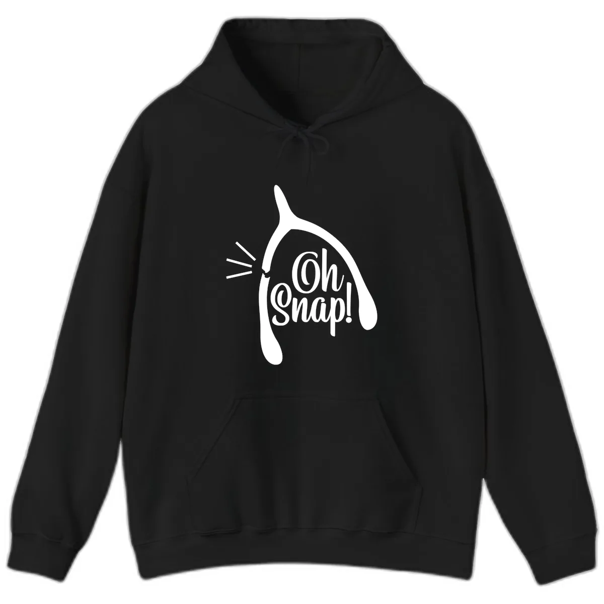 Oh Snap Wishbone Design Hoodie in Black