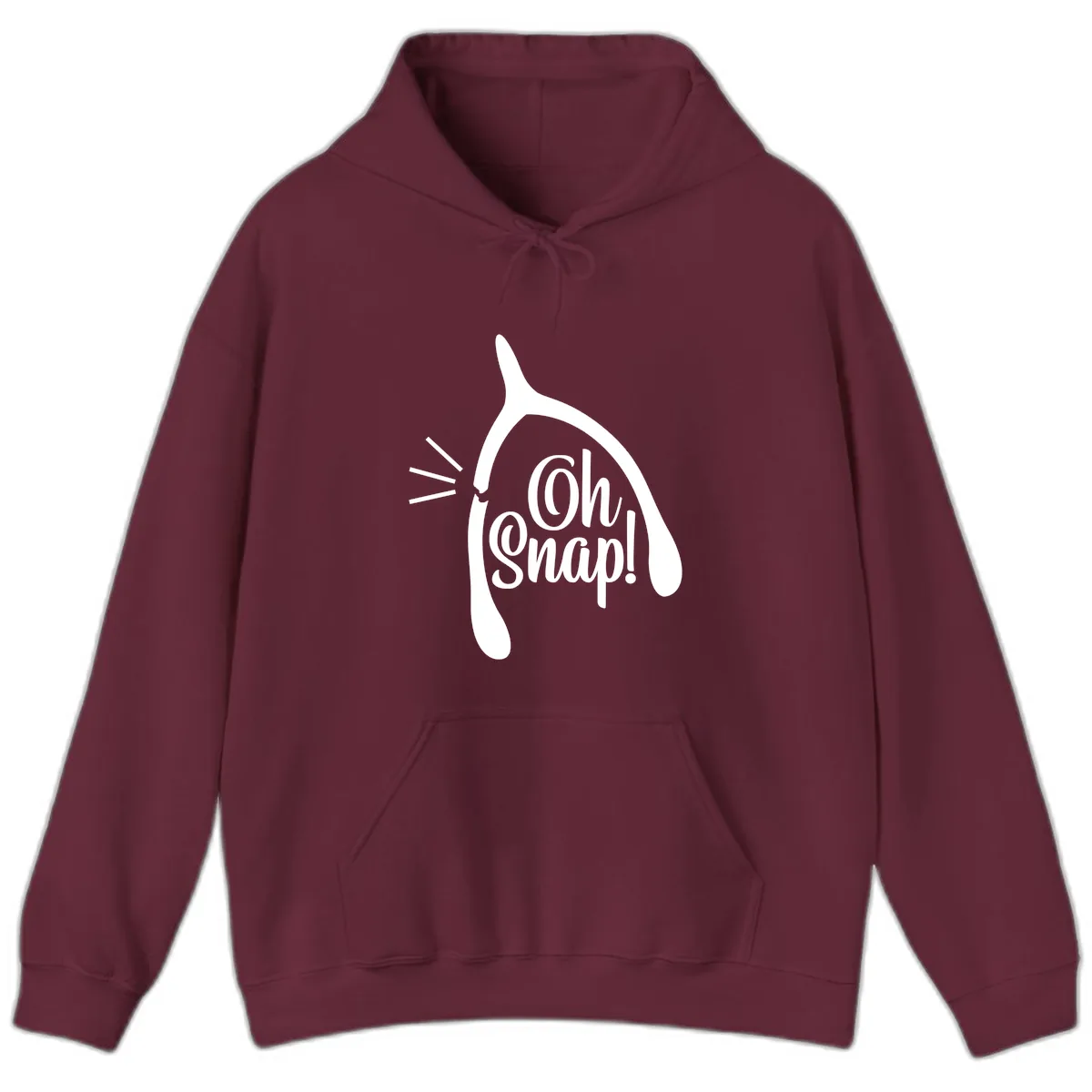 Oh Snap Wishbone Design Hoodie in Maroon
