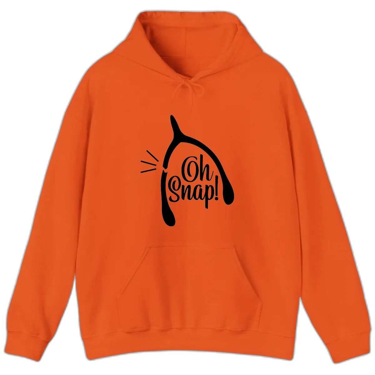 Oh Snap Wishbone Design Hoodie in Orange
