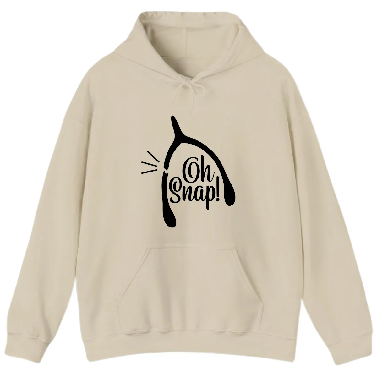 Oh Snap Wishbone Design Hoodie in Sand