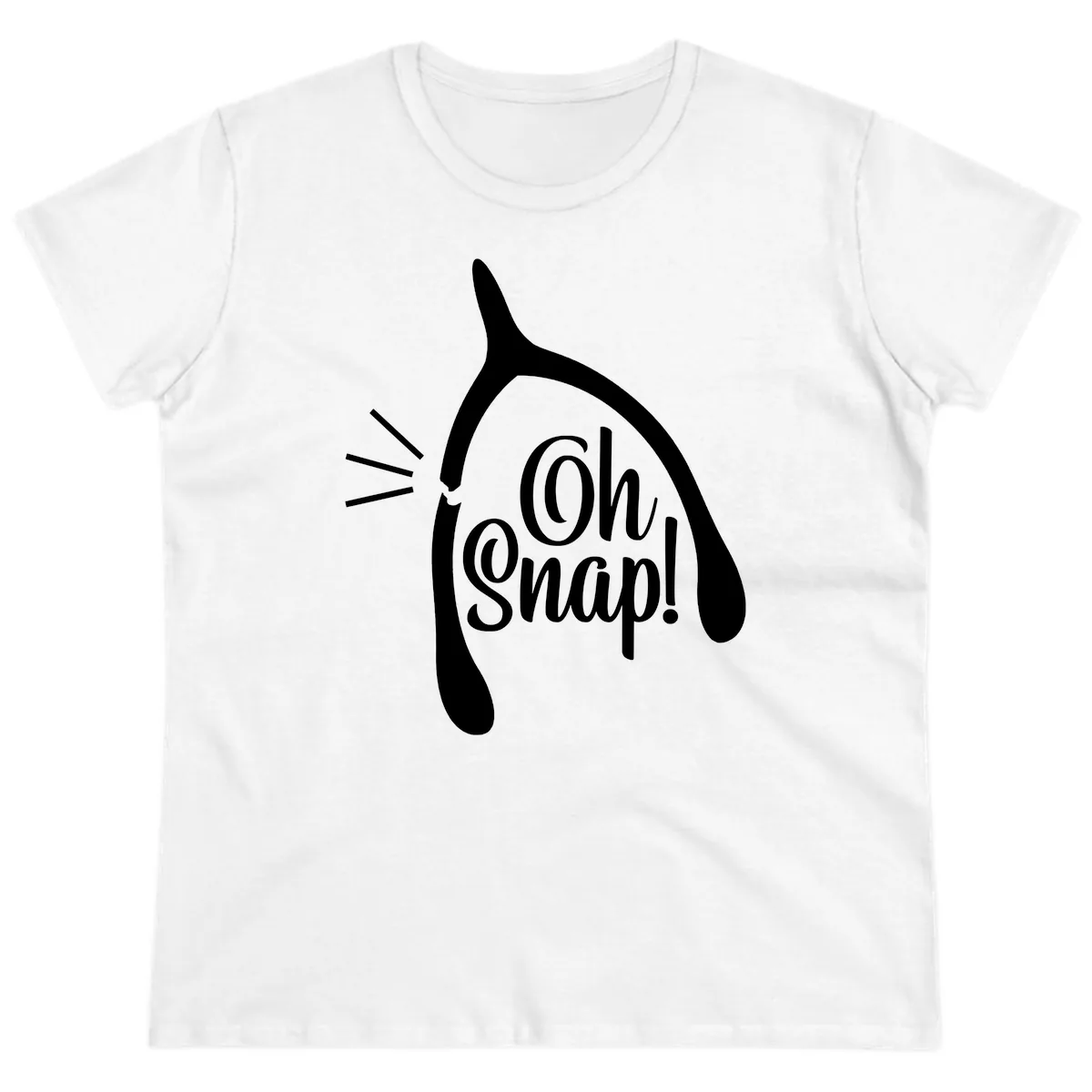 Oh Snap Wishbone Design Ladies Tee in White
