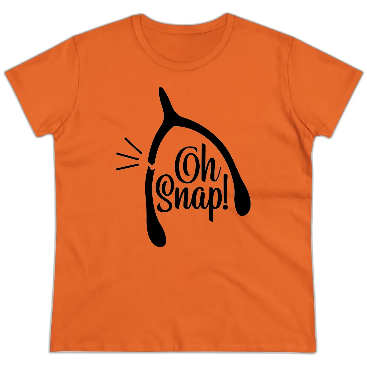 Oh Snap Wishbone Design Ladies Tee in Orange