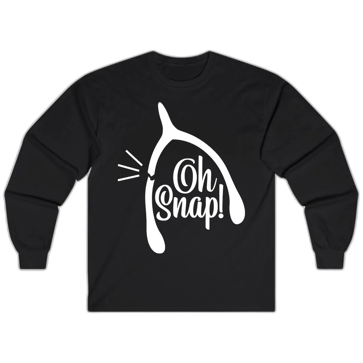 Oh Snap Wishbone Design Long Sleeve in Black