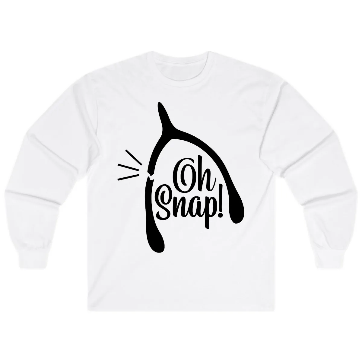 Oh Snap Wishbone Design Long Sleeve in White