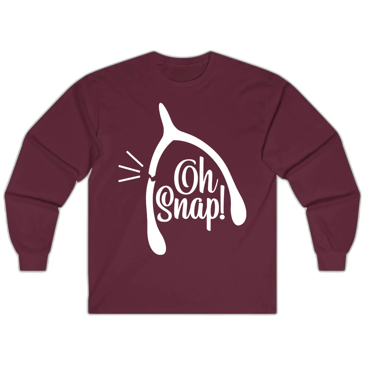 Oh Snap Wishbone Design Long Sleeve in Maroon