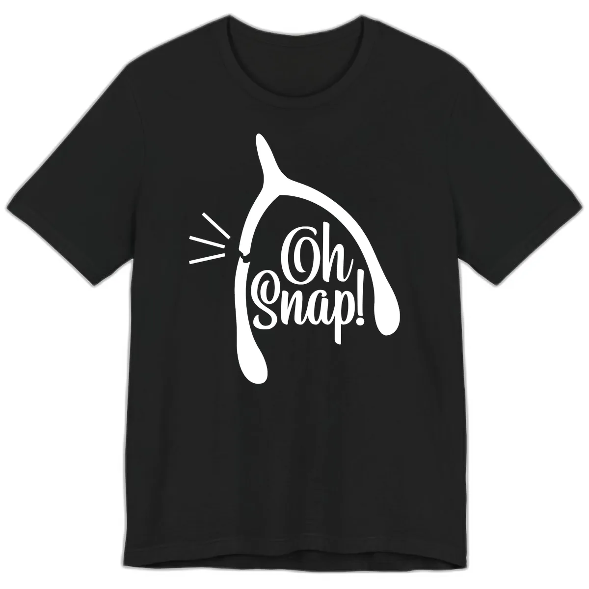 Oh Snap Wishbone Design Premium T-Shirt in Black