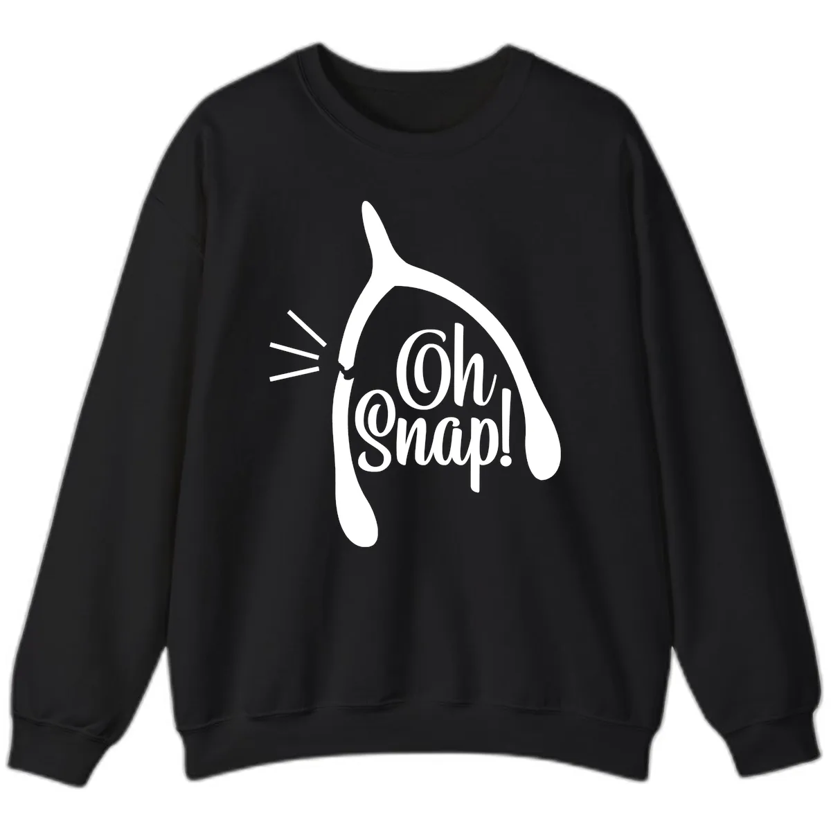 Oh Snap Wishbone Design Sweatshirt in Black