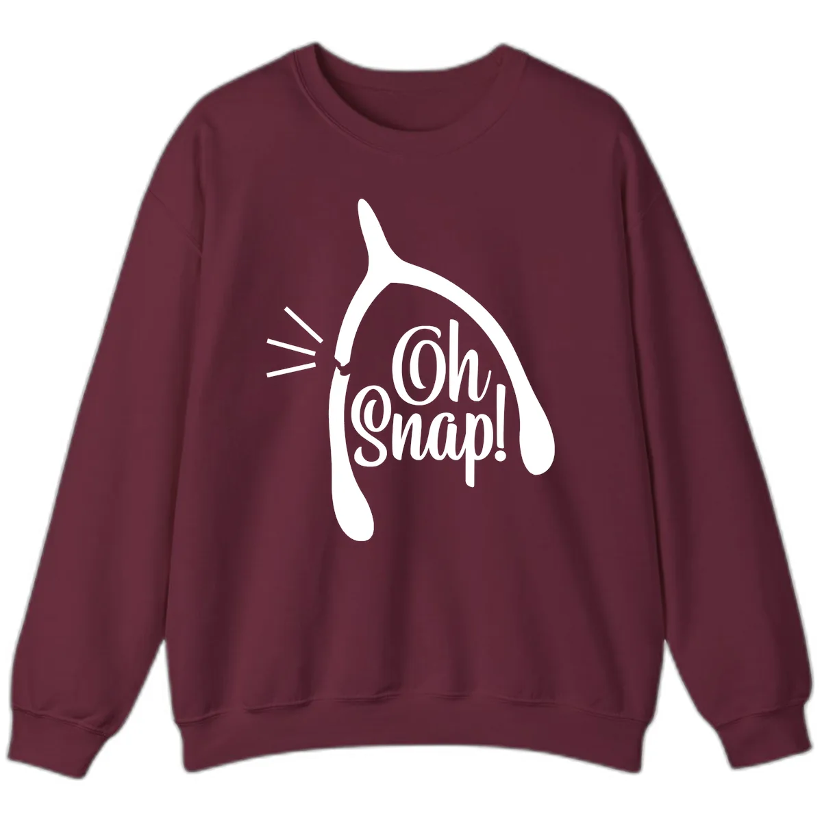 Oh Snap Wishbone Design Sweatshirt in Maroon