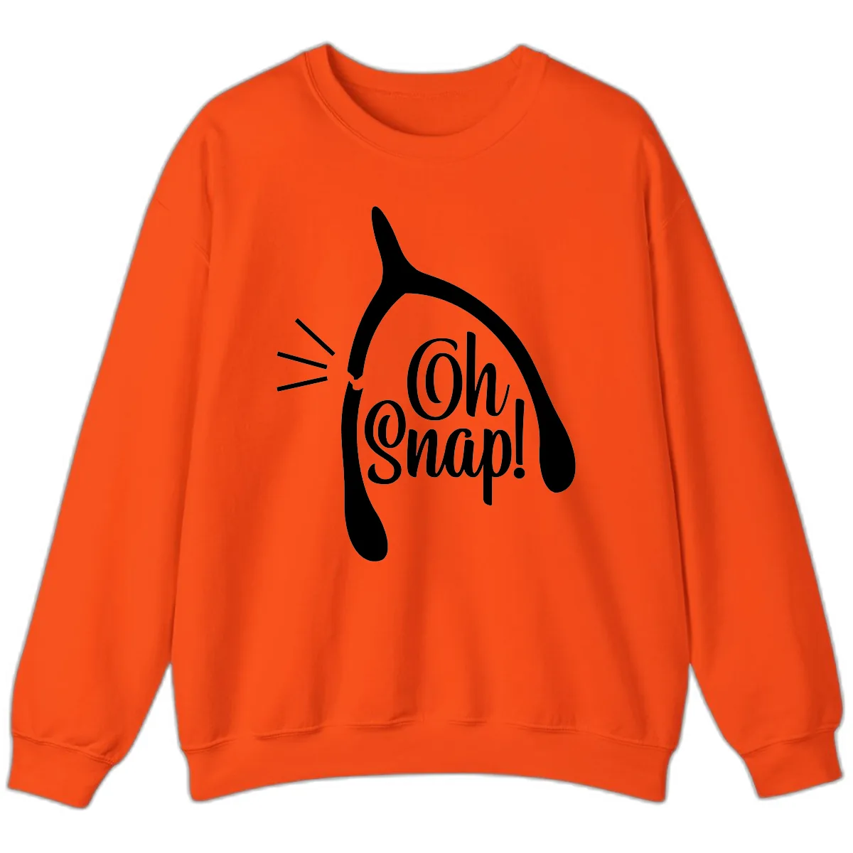 Oh Snap Wishbone Design Sweatshirt in Orange