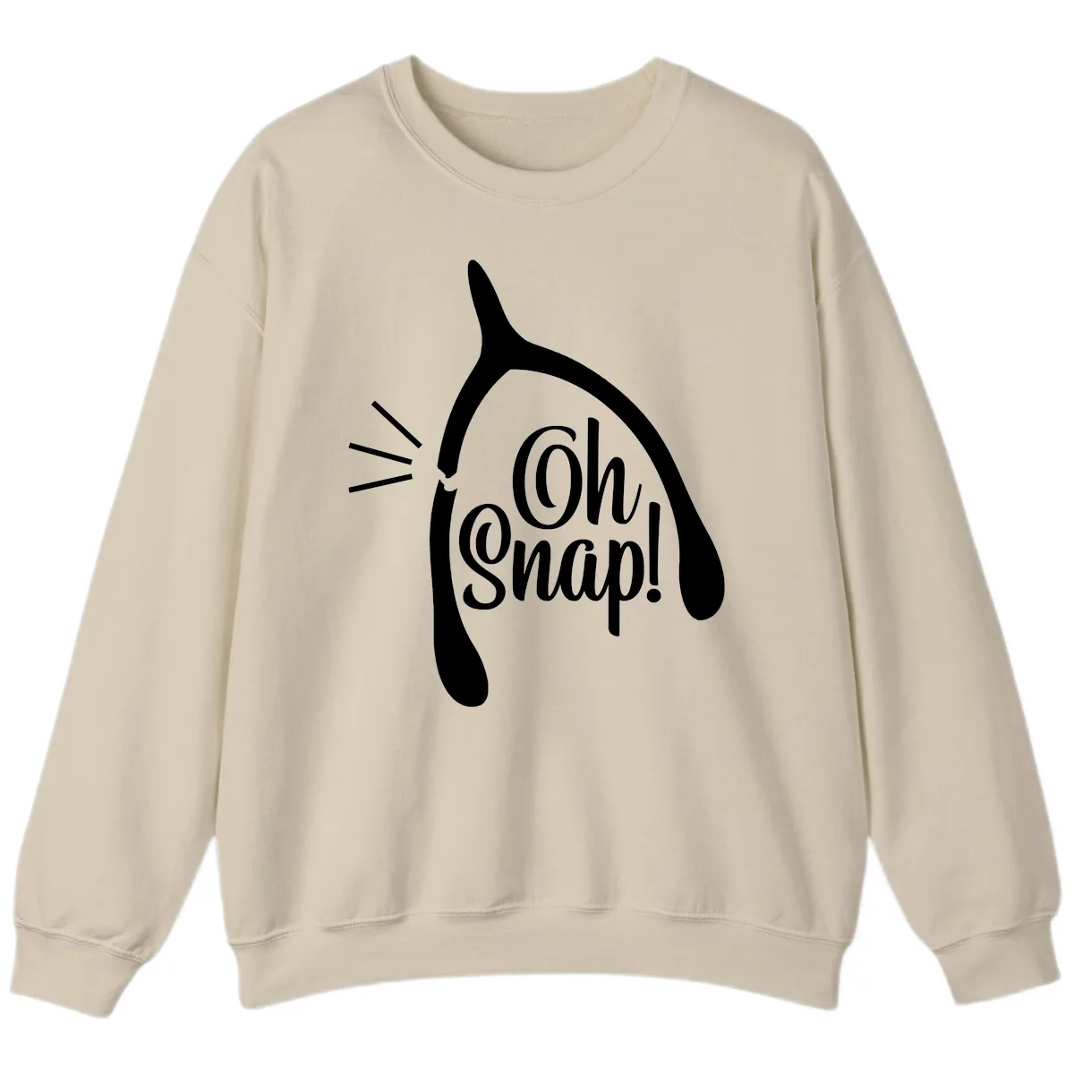 Oh Snap Wishbone Design Sweatshirt in Sand