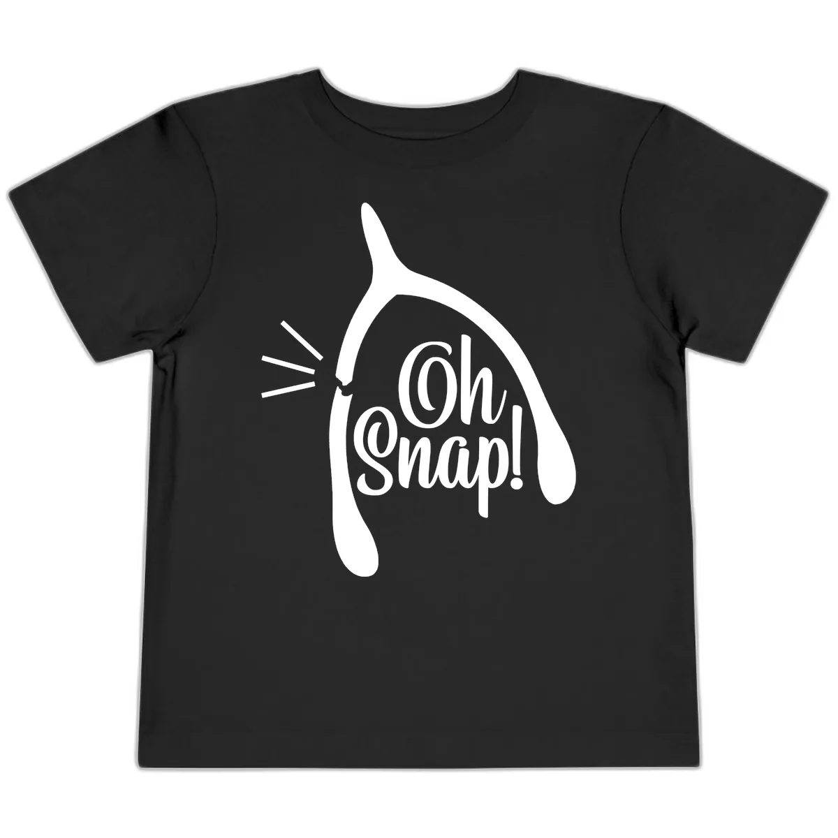 Oh Snap Wishbone Design Toddler T-Shirt in Black