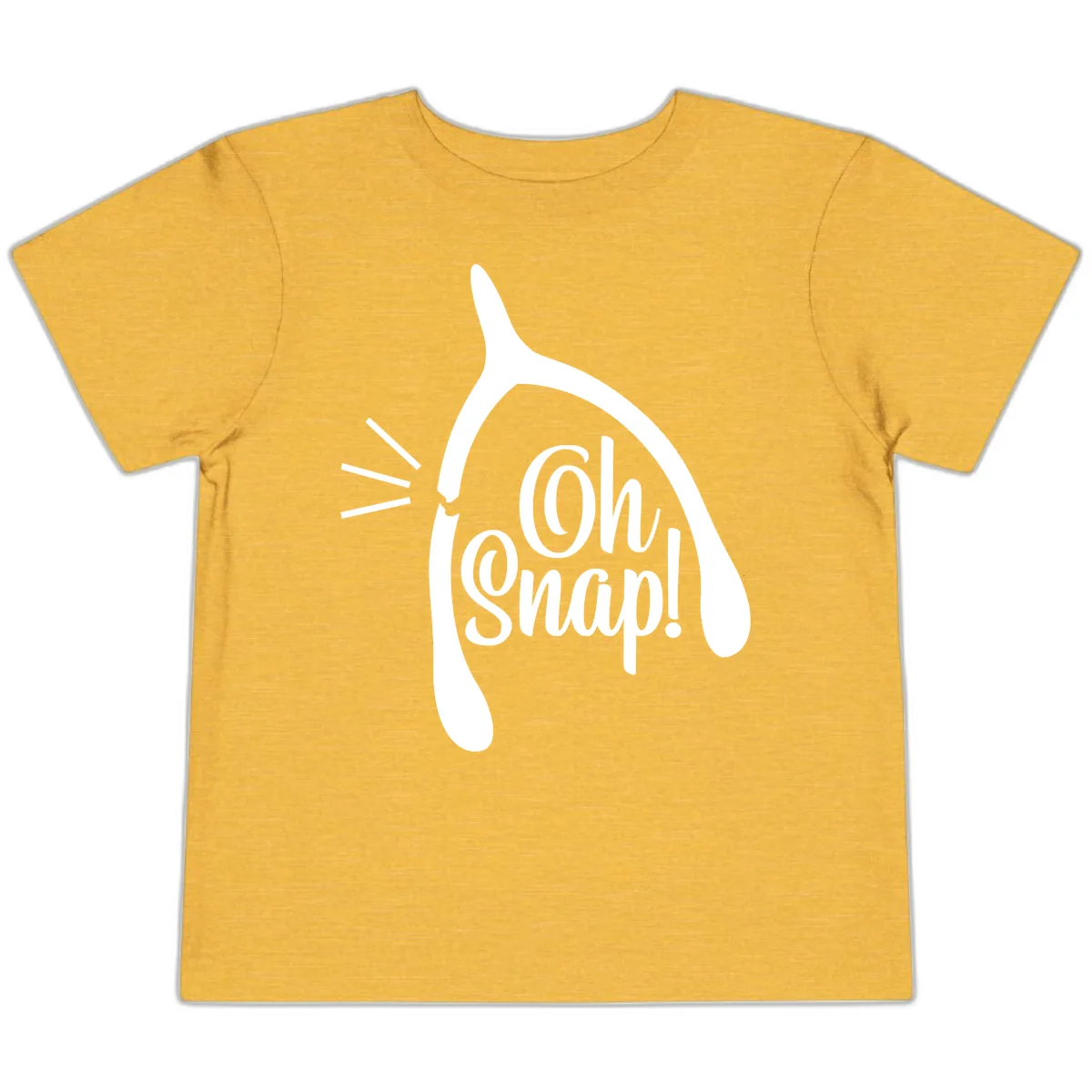 Oh Snap Wishbone Design Toddler T-Shirt in Heather Yellow Gold