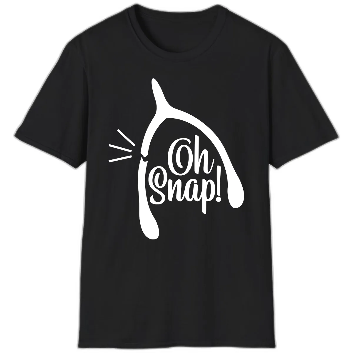 Oh Snap Wishbone Design T-Shirt in Black