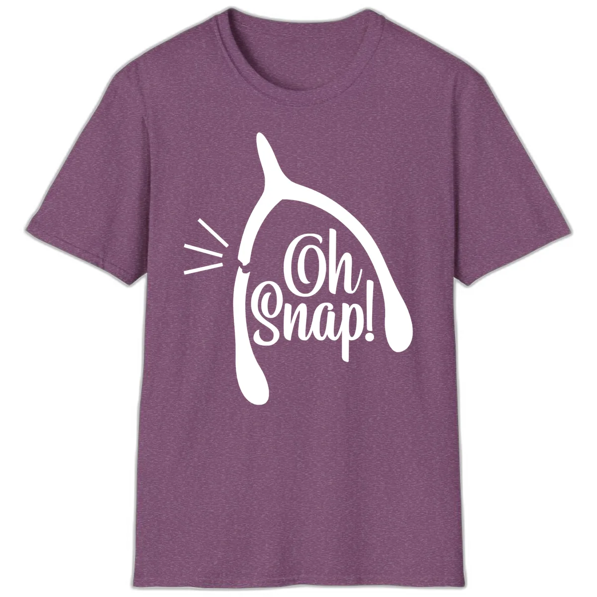 Oh Snap Wishbone Design T-Shirt in Heather Maroon