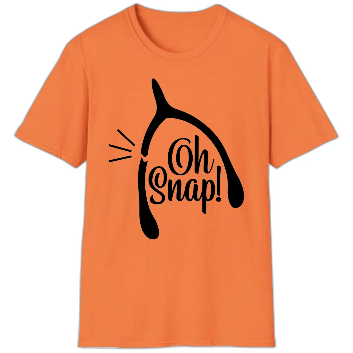 Oh Snap Wishbone Design T-Shirt in Heather Orange