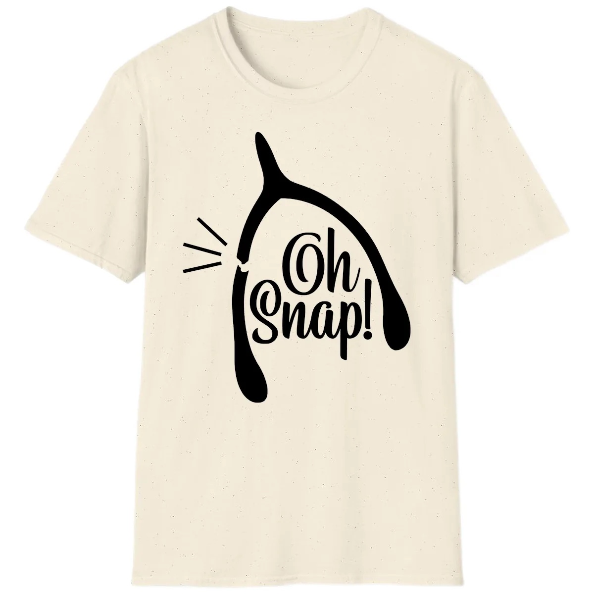 Oh Snap Wishbone Design T-Shirt in Natural