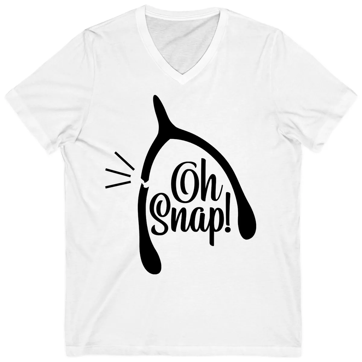 Oh Snap Wishbone Design V-Neck in White